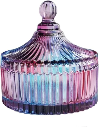 Miniatura 10 de CHOOLD - Frasco para dulces con forma de tienda de campaña de cristal transparente de lujo con tapa, frasco de vidrio transparente de estilo Morado