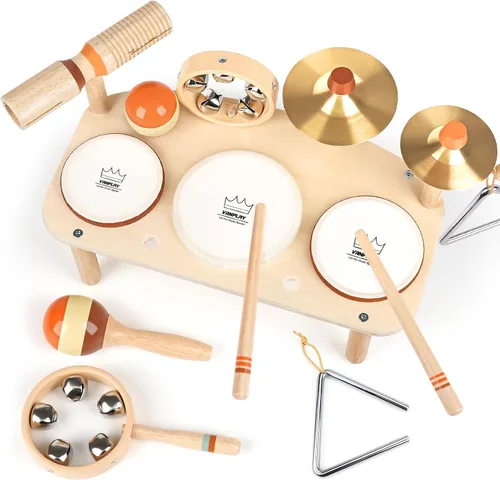 Juego de Tambores para Niños - Juguetes Montessori para Niños de 2 Años, Niño o Niña, Regalos de Cumpleaños, 11 en 1 Instrumentos Musicales de
