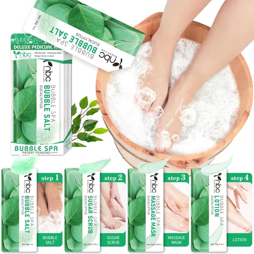 Miniatura 49 de Juego de spa de pedicura para pies, kit de pedicura para el hogar con sal de baño, loción hidratante de crema exfoliante para pies, cuidado de pies