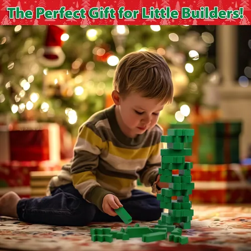Miniatura 5 de Funwares Árbol de Navidad Apilable, Juego de Apilamiento de Bloques de Madera, Torre Tambaleante, Diversión Familiar y de Fiesta, Niños y Adultos