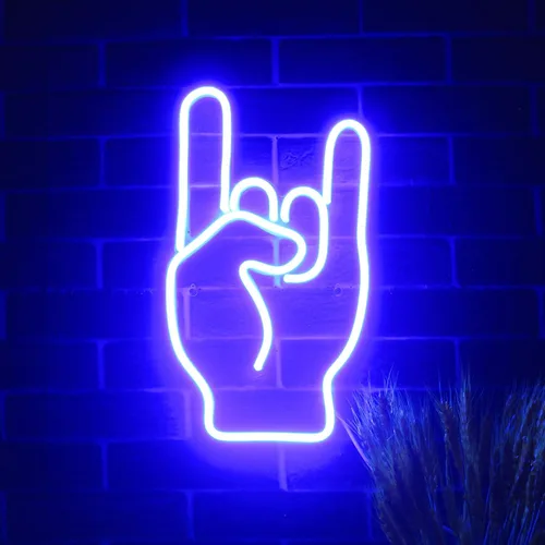 Miniatura 3 de AdvPro Rock On Hand Sign Flex Silicone LED Neon Sign - Azul - st16s32-fnu0067-b