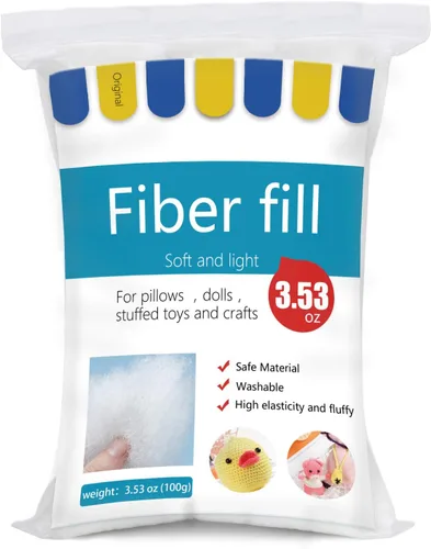 BUTUZE Relleno de Fibra de Poliéster Premium de 3.5oz, Relleno de Fibra de Alta Resiliencia para Manualidades, Animales de Crochet, Relleno para