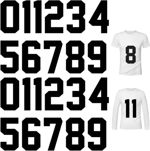 Miniatura 8 de 22 piezas de números de camiseta con números para planchar, número de transferencia de calor, números de jersey del 0 al 9 para uniforme