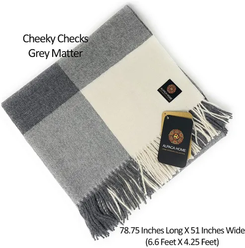 Miniatura 2 de Alpaca Home Manta de alpaca Cheeky Checks 100% lana de alpaca bebé 6.6 pies de largo x 4.25 pies de ancho hipoalergénica, suave y acogedora