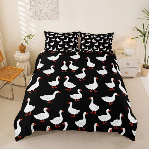 Miniatura 42 de Erosebridal Funda de edredón para niños y niñas, diseño de pato amarillo, diseño de patos de dibujos animados, juego de ropa de cama de animales