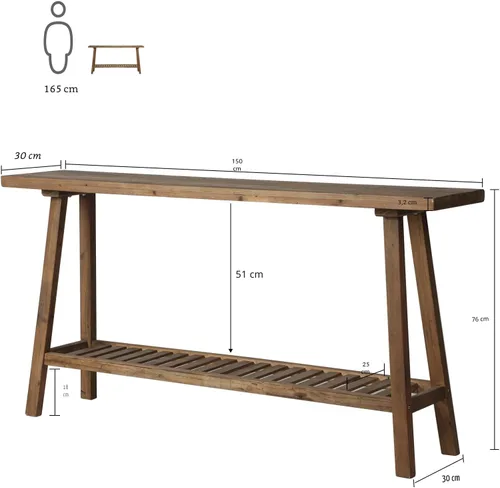 Miniatura 2 de HOKYHOKY Mesa Consola de Madera Maciza Recuperada, 59" de Largo Mesas de Entrada Estilo Granja, Mesa Rectangular de Sofá Detrás del Sofá, Mesas