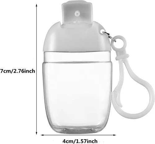 Miniatura 2 de 10 botellas vacías transparentes de 1 onza y 1.0 fl oz para desinfectante de manos, soporte de viaje, gancho para llavero, tapa abatible blanca