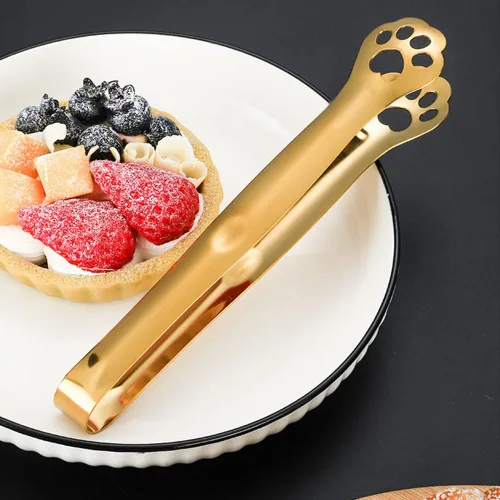 Miniatura 4 de Paquete de 2 pinzas pequeñas para servir de 6.9 pulgadas, de acero inoxidable, mini pinzas para aperitivos, patas de gato, pequeñas pinzas de bufé