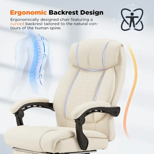 Miniatura 4 de HOMREST Silla de oficina climatizada con masaje vibratorio, silla de escritorio ejecutiva ergonómica con reposapiés retráctil y soporte lumbar