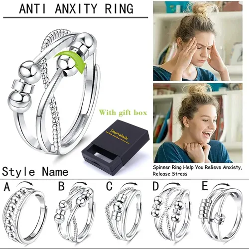 Miniatura 2 de Imortaluck Anillo de ansiedad para mujeres y hombres anillos giratorios para la ansiedad para parejas anillos giratorios para aliviar el estrés
