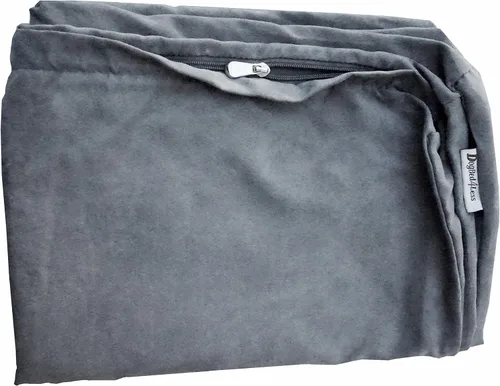Dogbed4less 35 x 20 x 4 pulgadas. Tamaño pequeño y mediano: funda de repuesto externa de tela de gamuza en color gris con forro de cremallera para