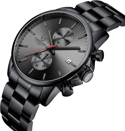 Miniatura 2 de Golden Hour Fashion Business Relojes para hombre con cronógrafo, a prueba de agua, de acero inoxidable, reloj de cuarzo con fecha automática