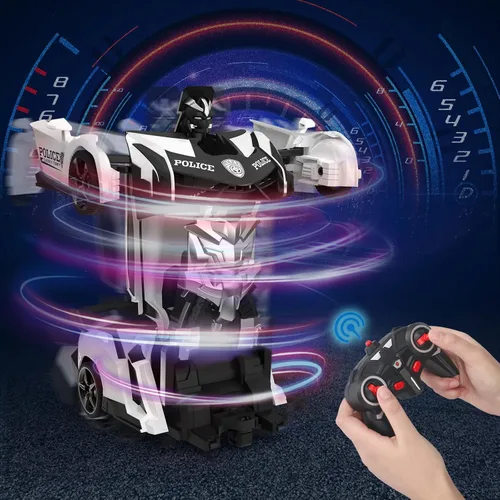Miniatura 6 de BLUEJAY Transform RC Cars para niños de 4-7 y 8-12 años, auto a control remoto transformándose en robot a escala 1:18, 2.4 GHz, transformación
