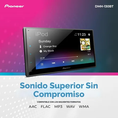 Miniatura 4 de Pioneer DMH-130BT 6.8" Pantalla táctil resistiva, Doble Din – Bluetooth, Cámara de respaldo, USB, FLAC, Radio AM/FM, Chasis corto, Salida de 50W x