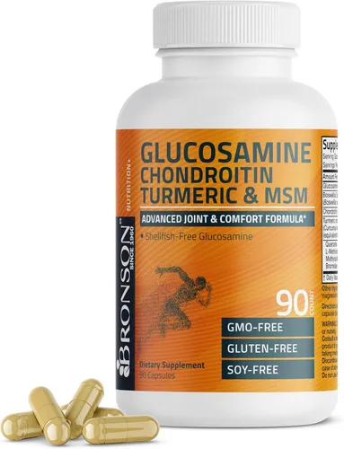 Bronson Glucosamina Condroitina Cúrcuma y MSM Fórmula Avanzada para Articulaciones y Cartílago, Apoya Articulaciones Saludables, Movilidad y
