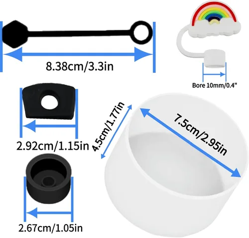 Miniatura 2 de CONQUERALL Juego de 4 tapas de pajilla, 2 tapones para derrames, 2 tapones de fugas, 2 fundas de silicona de repuesto para taza Stanley Universal