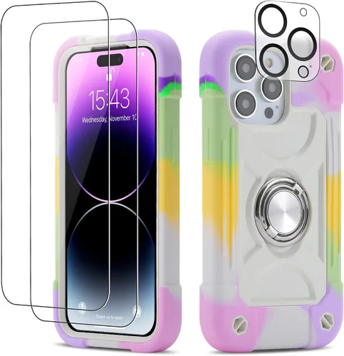 Miniatura 8 de Funda para iPhone Se3/iPhone Se2, iPhone 6/6S, iPhone 7/iPhone 8 de 4.7 pulgadas con soporte de anillo, con 2 protectores de pantalla resistentes