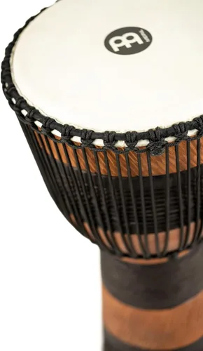 Miniatura 9 de Meinl Percussion ADJ3-L+BAG Cuerda de estilo africano afinada de madera Djembe de 12 pulgadas con bolsa, marrón/negro