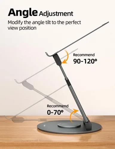 Miniatura 4 de Nulaxy Soporte telescópico giratorio de 360 grados para laptop, altura ajustable, diseño de extracción giratoria, elevador ergonómico para Gris-A