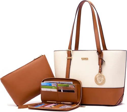 Miniatura 23 de Qiyuer - Juego de carteras y bolsos para mujer, bolso de trabajo, bolso de mano, bolso de hombro con asa superior, bolso con cartera a juego