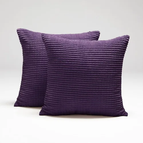 Miniatura 63 de Deconovo Juego de 2 fundas de almohada de terciopelo, 26 x 26 pulgadas, color azul, suaves pompones cuadrados con funda de cremallera oculta