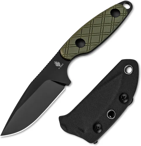 Miniatura 14 de Kizer Muskrat Cuchillo de hoja fija, 3.15 pulgadas 154CM cuchillo de cuello con patrón de rombos mango de micarta de hoja fija EDC cuchillos