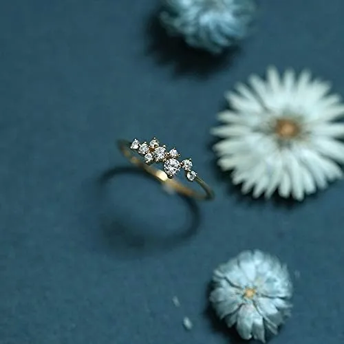 Miniatura 2 de Taoqiao - Anillos simples chapados en oro de 18 quilates para niñas, adolescentes, con piedras blancas, anillo de eternidad, anillo de boda, chapado