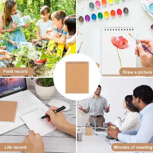 Miniatura 7 de Paquete de 25 cuadernos de bocetos A6, cuaderno de bocetos en espiral A6 de 5.7 x 4 pulgadas, diario de naturaleza y dibujo, duradero, portátil
