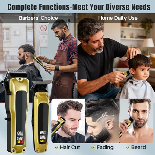 Miniatura 7 de Cortapelos profesionales para hombres, cortapelos inalámbricos para cortar el cabello, recortadora de espacio cero, juego de cortapelos