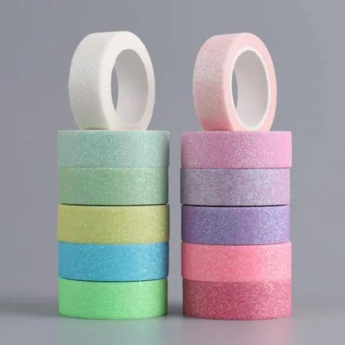 Miniatura 8 de STOBOK Cinta adhesiva Washi con purpurina de macarrón para manualidades, cinta adhesiva de papel Washi para manualidades, álbumes de recortes