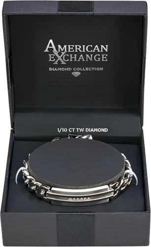 Miniatura 3 de American Exchange Pulsera de cadena de acero inoxidable con diamantes de 110 quilates para hombre