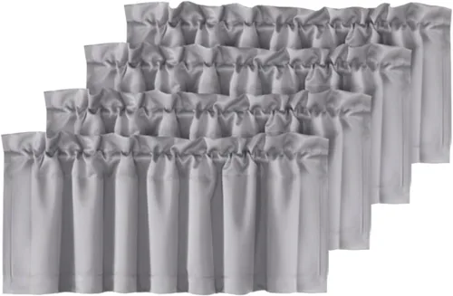 H.VERSAILTEX - Cenefa térmica para ventana con dobladillo para barra, para oscurecer las habitaciones; ideales para la cocina, 52” x 18” Gris paloma
