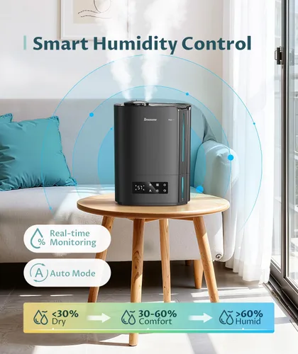 Miniatura 3 de BREEZOME - Humidificador de 6L, para dormitorio, habitación grande y difusor de aceite esencial, humidificador ultrasónico de llenado superior
