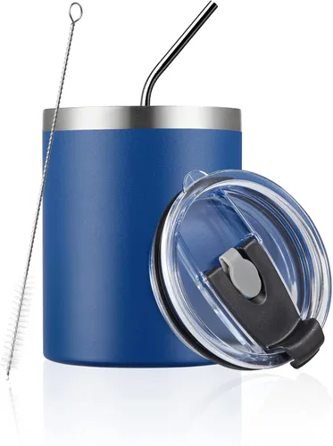 Miniatura 31 de MEWAY Paquete de 8 tazas reutilizables aisladas de acero inoxidable de 12 onzas, taza de café duradera de doble pared, capa en polvo, para café