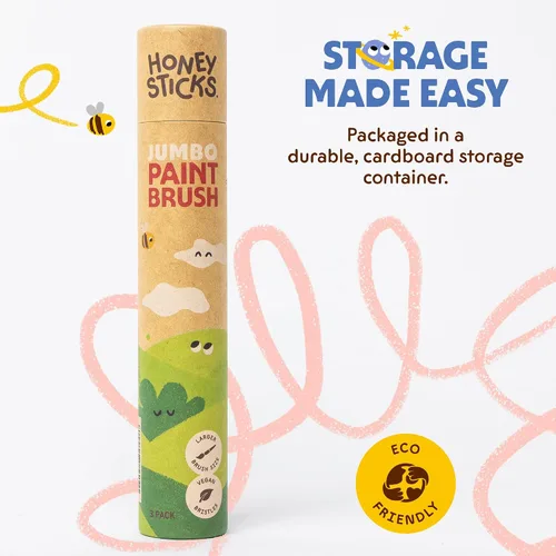 Miniatura 4 de Honeysticks Juego de pinceles de pintura Jumbo – Paquete de 3. Pinceles de pintura jumbo para niños con un mango de madera grande para un fácil