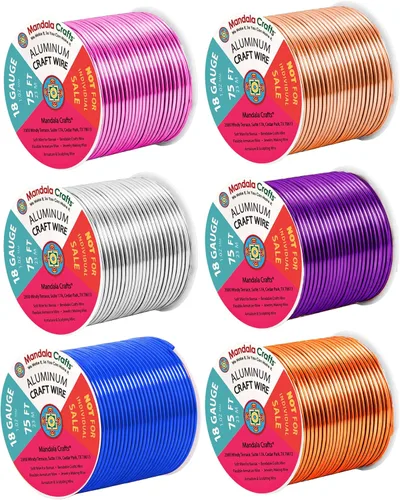 Miniatura 374 de Mandala Crafts - Alambre de aluminio anodizado de 8 calibre para hacer joyas - 9.75 m de alambre flexible negro colorido - Flexible para bonsái