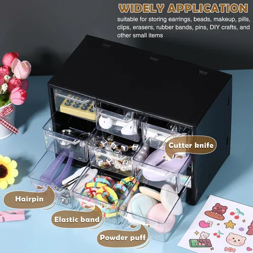 Miniatura 5 de Amyhill 6 Piezas Organizador Mini de Cajones Organizador Pequeño con 9 Cajones Caja de Almacenamiento de Manualidades de Plástico de Escritorio