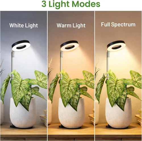 Miniatura 3 de LBW Luz de cultivo para plantas de interior, luz de cultivo de plantas de halo de espectro completo con base, lámpara de cultivo de plantas