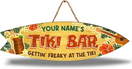 Miniatura 22 de Artsy Woodsy Letrero de madera personalizado con estampado de barra Tiki (no tallado ni neón), decoración de verano, cartel de piscina, patio