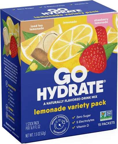 Miniatura 12 de GoHydrate Paquetes de polvo de hidratación instantánea, mezcla de bebidas con electrolitos bajos en sodio, apoyo de hidratación natural, bebida