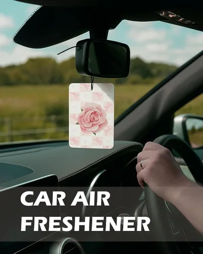 Miniatura 4 de Ambientador de Aire de Coche de Colonia Cristiana Floral Rosa 4 Piezas, Coquette Preppy Lazo Rosa Flor Colgante Ambientador de Aire para Coches Baño