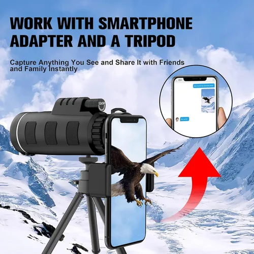 Miniatura 6 de Telescopio de 40 x 60 con adaptador de teléfono inteligente y fundas para telescopio, telescopio para adultos de alta potencia, monocular
