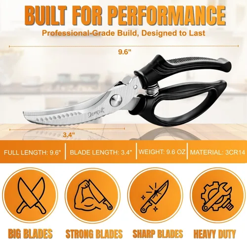 Miniatura 2 de Tijeras para Aves de Corral de Servicio Pesado - Un Equipo de Procesamiento de Pollo Imprescindible, Tijeras de Cocina para Carne, Pollo, Pavo