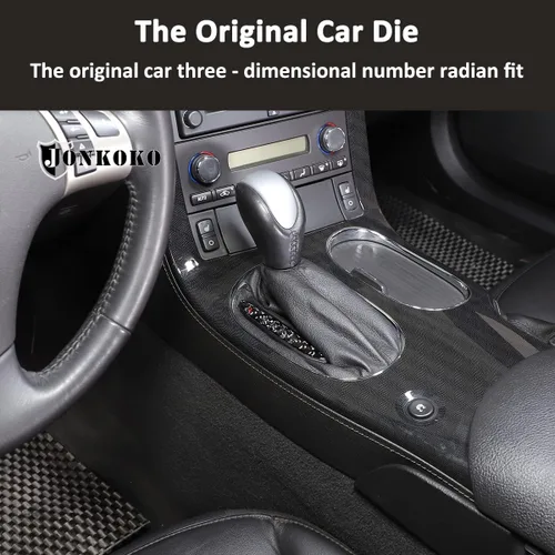 Miniatura 3 de Pegatinas de fibra de carbono suave para coche, indicador de cambio central para Chevrolet Corvette C6 2005-2013, calcomanías de ajuste de marco