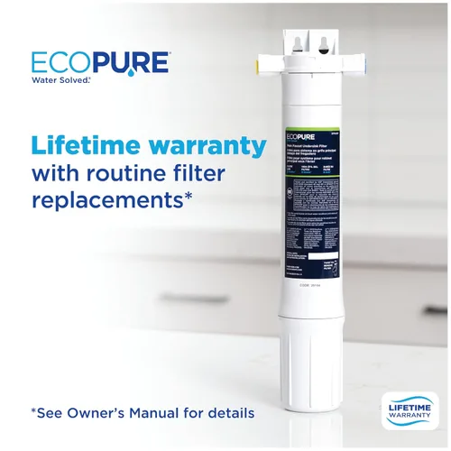 Miniatura 2 de EcoPure Sistema de filtración de agua en línea para grifo principal debajo del fregadero (EPWUFF1) Certificado NSF Reduce cloro, sedimentos