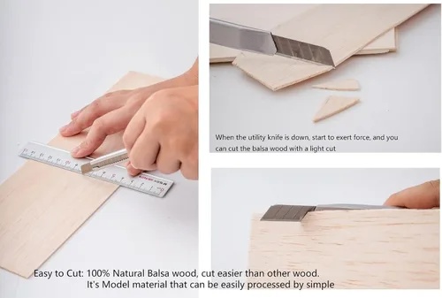 Miniatura 3 de Paquete de 12 hojas de madera de balsa de 1/8 x 4 x 8 pulgadas, madera natural sin terminar para manualidades, hacer modelos de casa, avión, barco