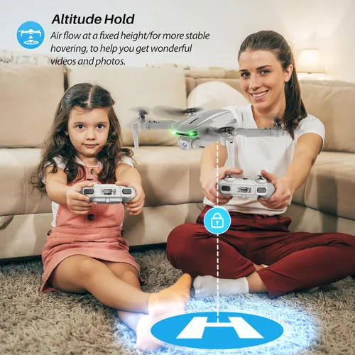 Miniatura 3 de SIMREX Dron con cámara para niños principiantes y adultos – Cuadricóptero RC plegable con retención de altitud, posicionamiento de flujo óptico, Gris