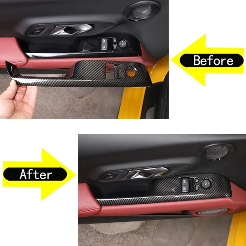 Miniatura 2 de Daeiclru Cubierta de botón de interruptor de elevación de vidrio de ventana interior para Toyota Supra GR A90 A91 MK5 2019-2022, cubierta de marco