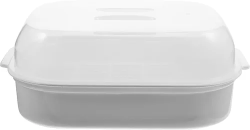 DOITOOL Vaporizador de microondas para bollos y verduras, vaporizador de cocina de plástico con tapa de ventilación y barrera de fugas, 10.62 x 8.07