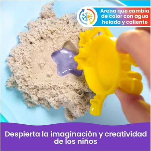Miniatura 5 de Kinetic Sand, Splash - Estuche para principiantes con arena de juego que cambia de color de 6 onzas, 3 herramientas y moldes, almacenamiento